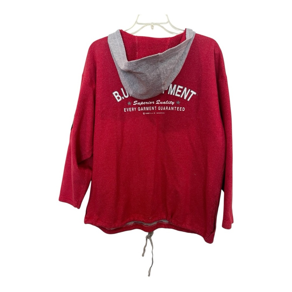 Vintage B.U.M. Equipment Red Hoodie with logo and back graphic size large